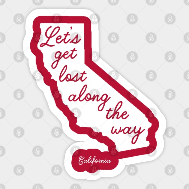 California Travel - Let's Get Lost Along the Way Sticker by Contentarama